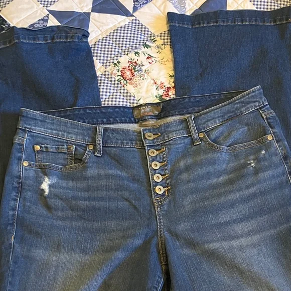 Torrid Button-Fly Blue Jeans - Picture 1 of 7
